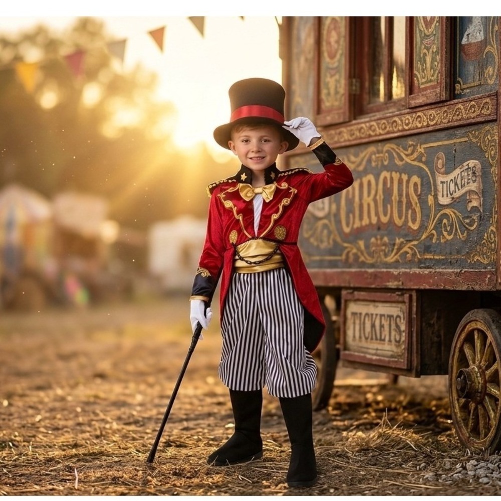 Ringmaster Circus Rubies Opus Collection Costume Kids Red Tailcoat Hat Small 4-6